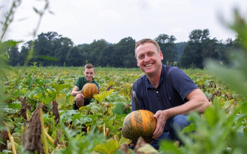 Otto und Johannes im Kürbisacker
